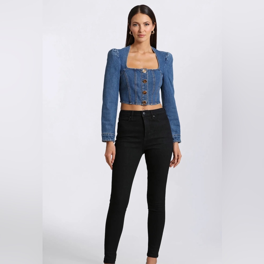 Brand New  🌟 Avec Les Filles 🌟 Denim Jacket Top Bustier size M